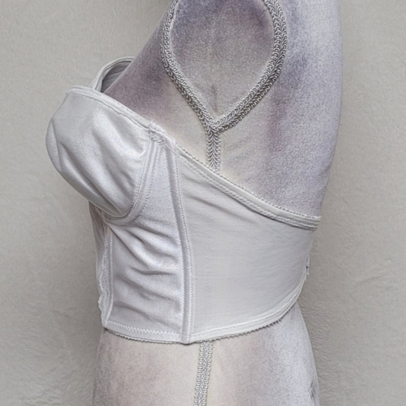Merry Widow 60s Vintage White Corset Bustier Over Bust Longline Backless Bra 36B - Picture 8 of 11